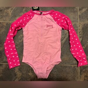Roots Kids Pink Long sleeve Swimsuit Girls size 10 New